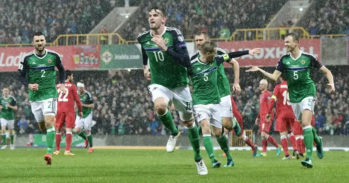 Kyle Lafferty: Scores opener for Green and White Army
