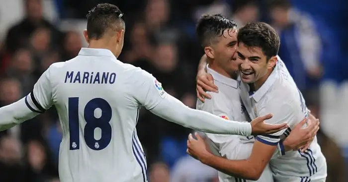 Enzo (r): Celebrates his first goal for Real Madrid