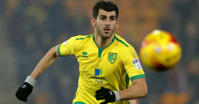 Nelson Oliveira at the treble for Norwich against Derby