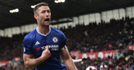 Cahill strikes late as leaders Chelsea snatch win at Stoke