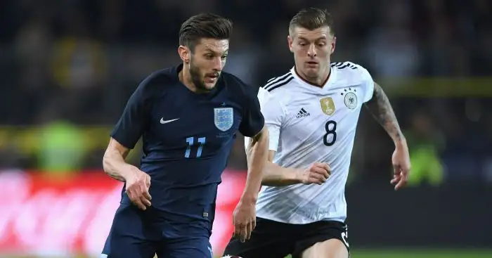 Adam Lallana: In action for England against Germany