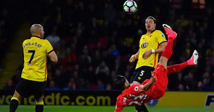 Emre Can: Scores with a stunning overhead kick