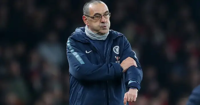 during the Premier League match between Arsenal FC and Chelsea FC at Emirates Stadium on January 19, 2019 in London, United Kingdom.