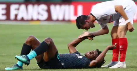 Liverpool stars put boot into Gnagnon after shocking tackle on Larouci