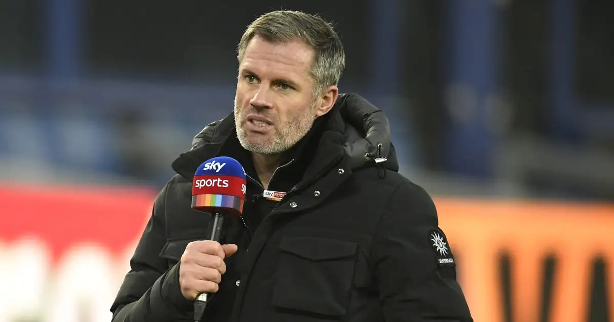 Jamie Carragher Sky Sports pundit during Premier League match at Goodison Park