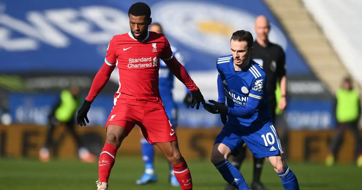 Georginio Wijnaldum, James Maddison Leicester v Liverpool February 2021