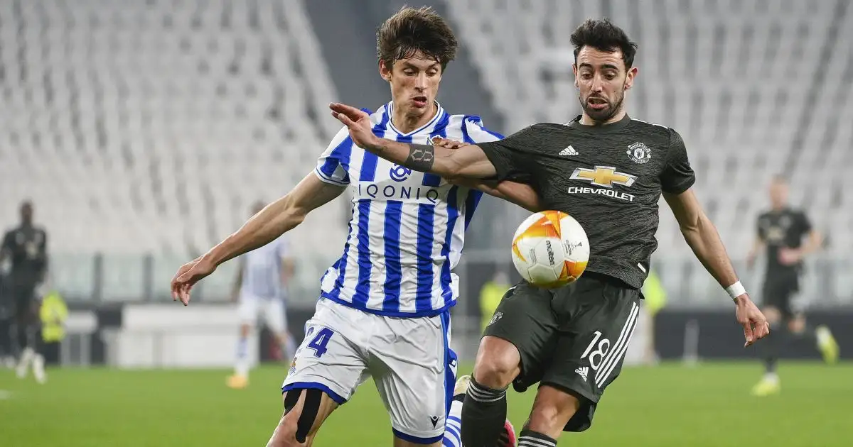 Robin Le Normand, Bruno Fernandes Sociedad v Man Utd