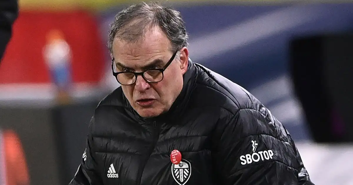 Marcelo Bielsa Leeds manager touchline crouch