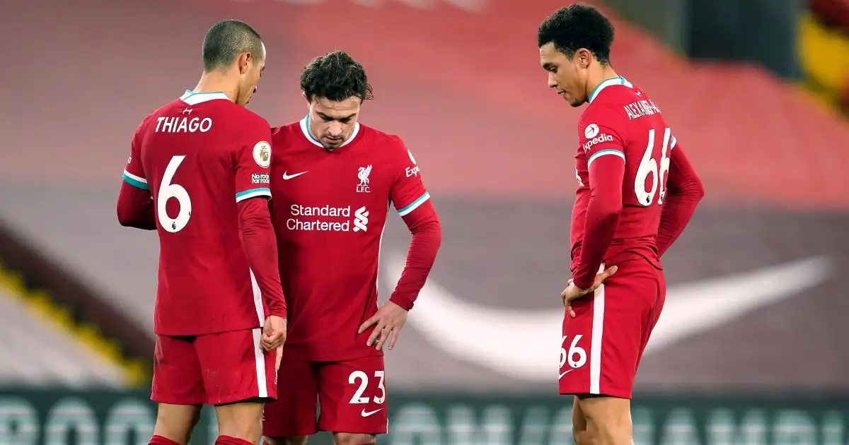 Thiago Alcantara, Xherdan Shaqiri, Trent Alexander-Arnold Liverpool v Burnley January 2021