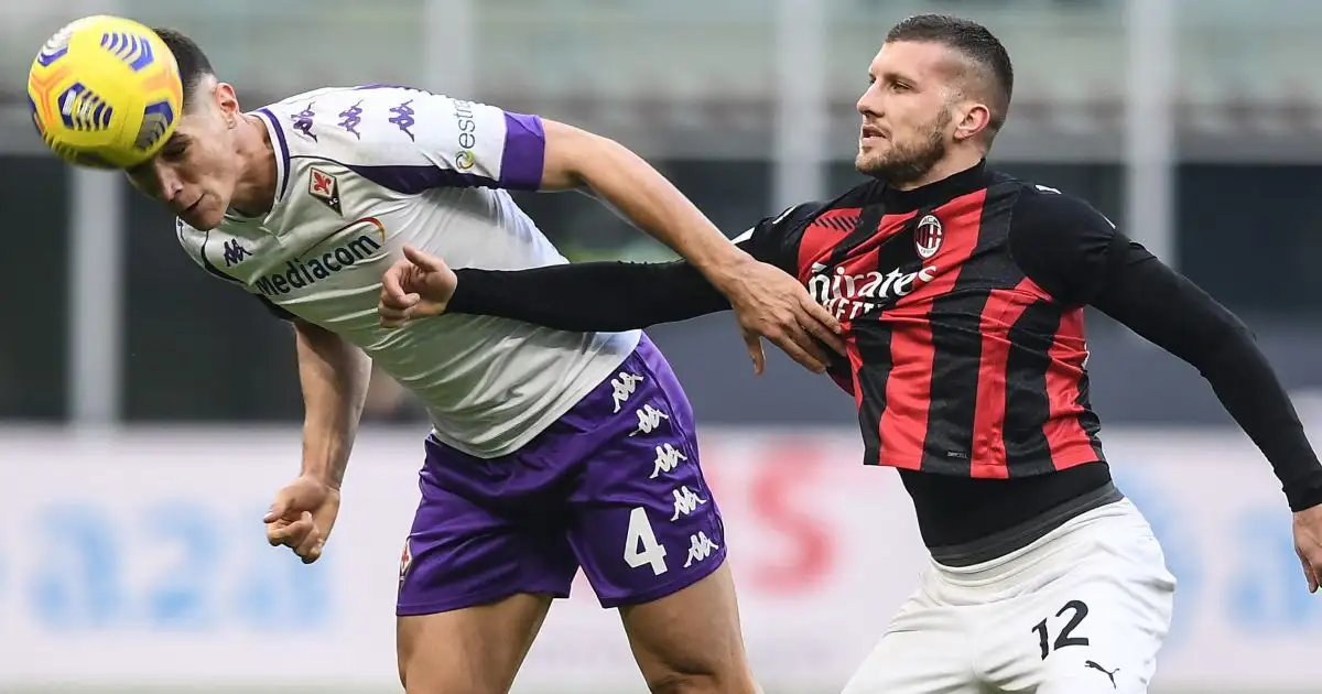 Nikola Milenkovic, Ante Rebic AC Milan v Fiorentina November 2020