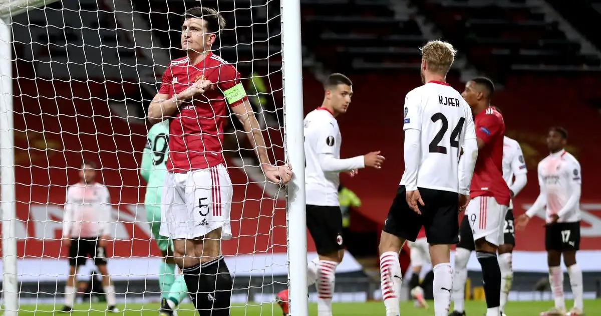 Harry Maguire Man Utd v AC Milan March 2021