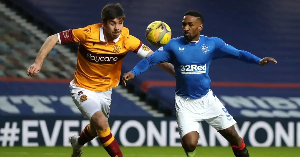 Declan Gallagher, Jermaine Defoe Rangers v Motherwell December 2020