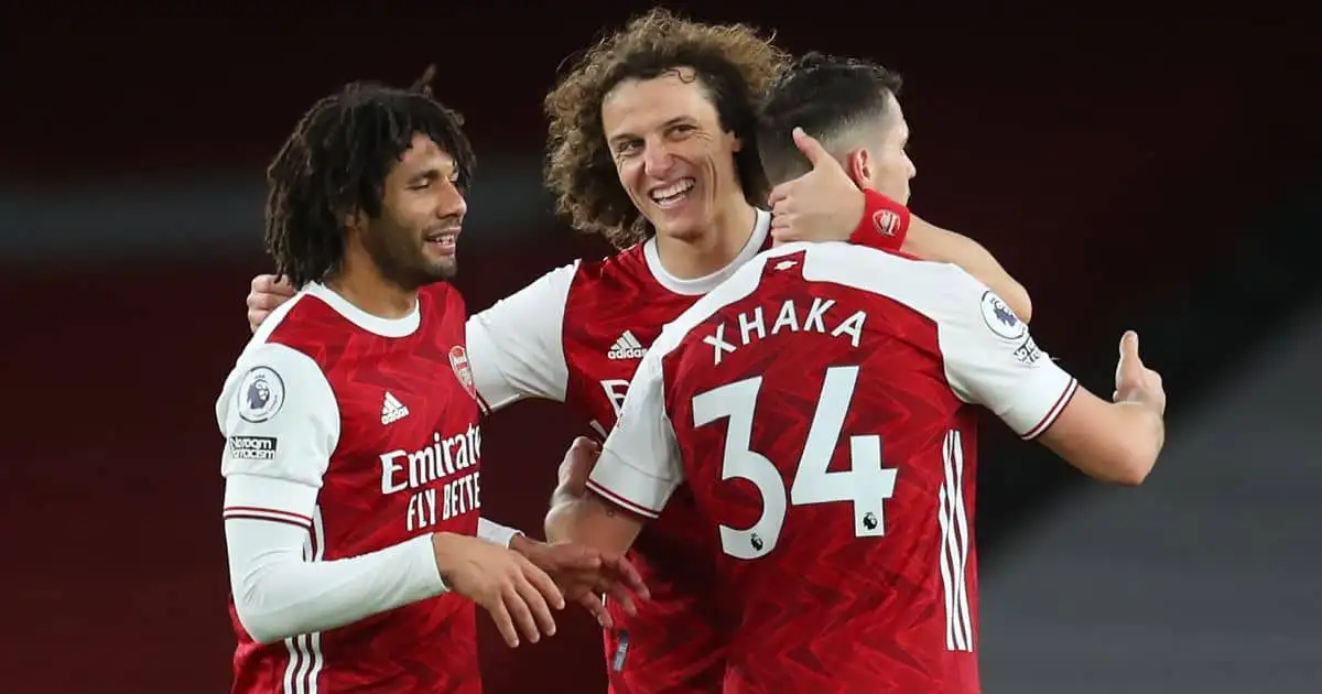 Mohamed Elneny, David Luiz, Granit Xhaka Arsenal v Newcastle January 2021