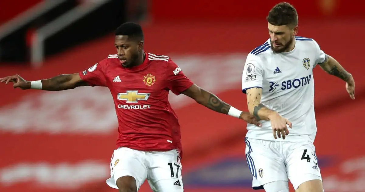 Fred, Mateusz Klich Man Utd v Leeds December 2020