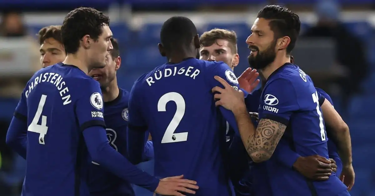 Olivier Giroud, Andreas Christensen, Antonio Rudiger Chelsea February 2021