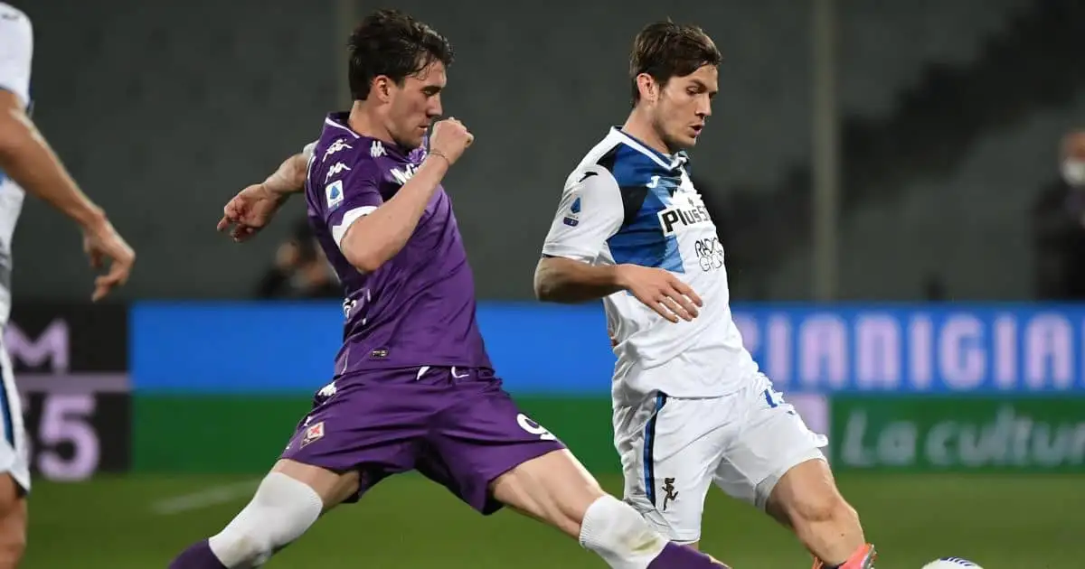 Dusan Vlahovic, Marten de Roon Fiorentina v Atalanta April 2021