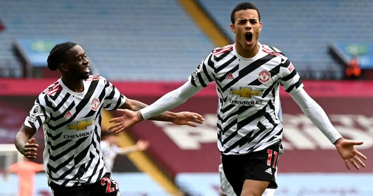 Mason Greenwood, Aaron Wan-Bissaka Aston Villa v Man Utd May 2021