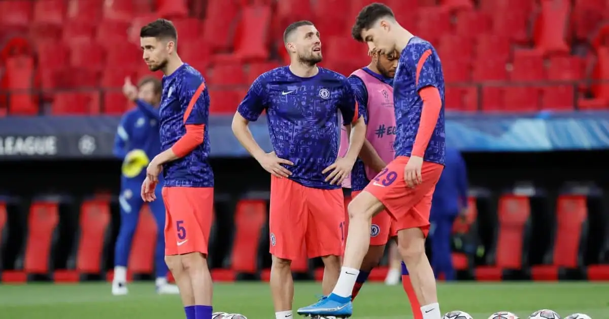 Jorginho, Mateo Kovacic, Kai Havertz Porto v Chelsea April 2021