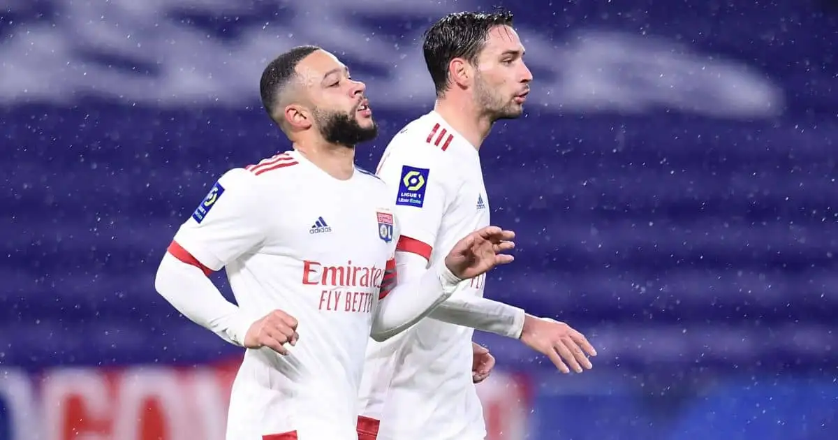 Mattia de Sciglio, Memphis Depay Lyon v Angers April 2021