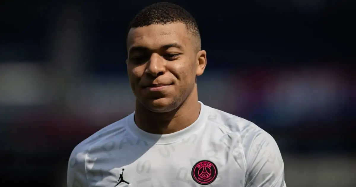 Kylian Mbappe white PSG shirt