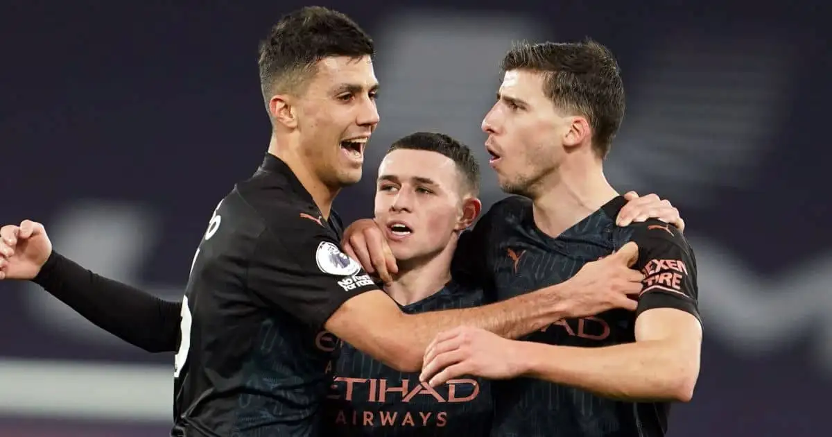 Rodri, Phil Foden, Ruben Dias Man City TEAMtalk