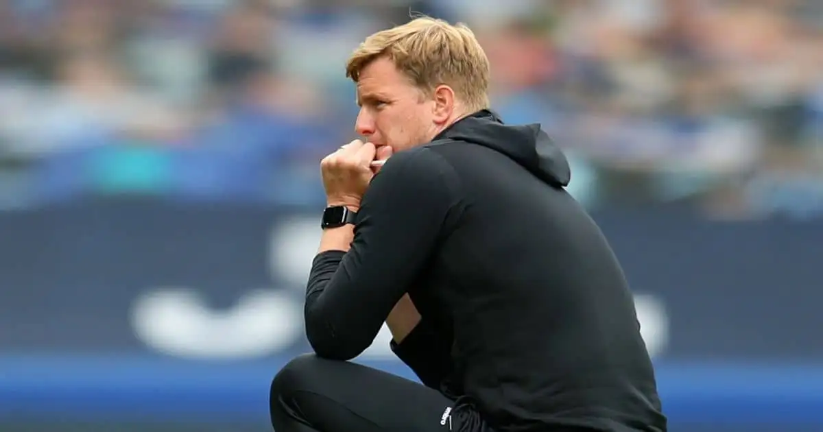 Manager Eddie Howe crouching