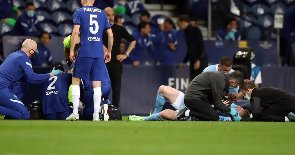 Antonio Rudiger, Kevin de Bruyne, collision in Champions League final, 29/05/2021, TEAMtalk