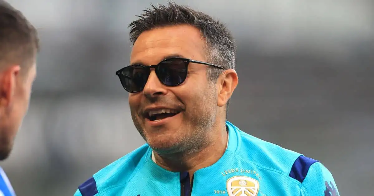 Andrea Radrizzani celebrates with Leeds United colleagues, July 2020
