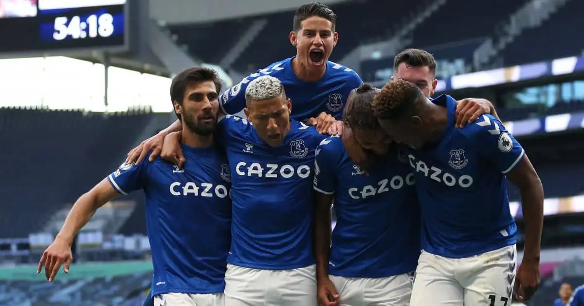 Andre Gomes, Richarlison, James Rodriguez, Dominic Calvert-Lewin, Seamus Coleman, Yerry Mina of Everton