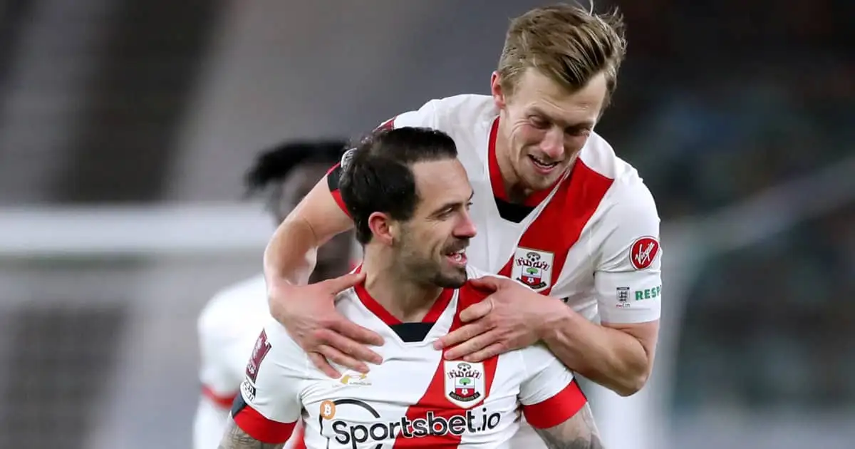 Danny Ings celebrating with James Ward-Prowse, Southampton, February 2021