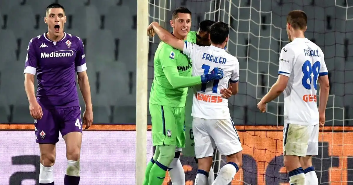 Nikola Milenkovic, Pierluigi Gollini, Remo Freuler, Mario Pasalic Fiorentina v Atalanta April 2021