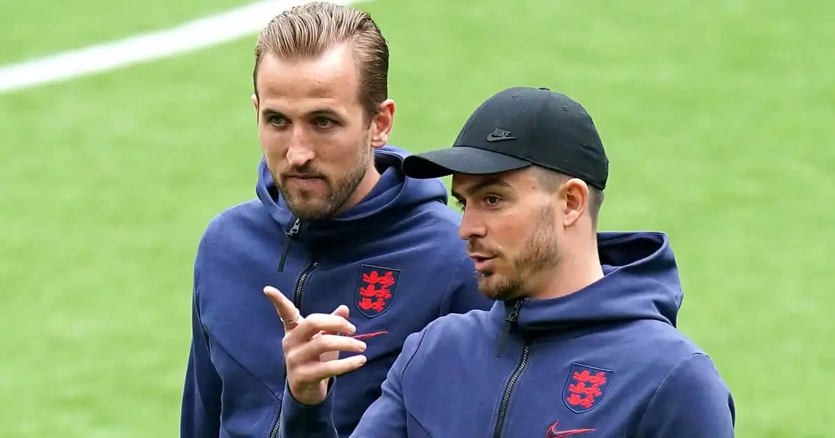 Harry Kane and Jack Grealish in discussion, England, June 2021