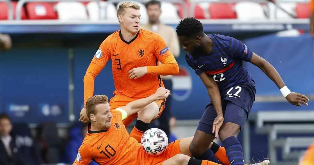 Odsonne Edouard, Perr Schurrs, Dani de Wit Netherlands Under-21s v France Under-21s May 2021