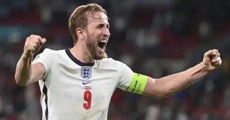Harry Kane celebrates England v Denmark Euro 2020