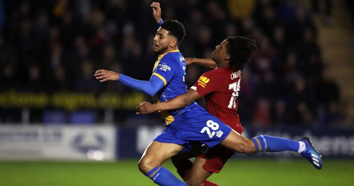 Yasser Larouci, Josh Laurent Shrewsbury v Liverpool January 2020