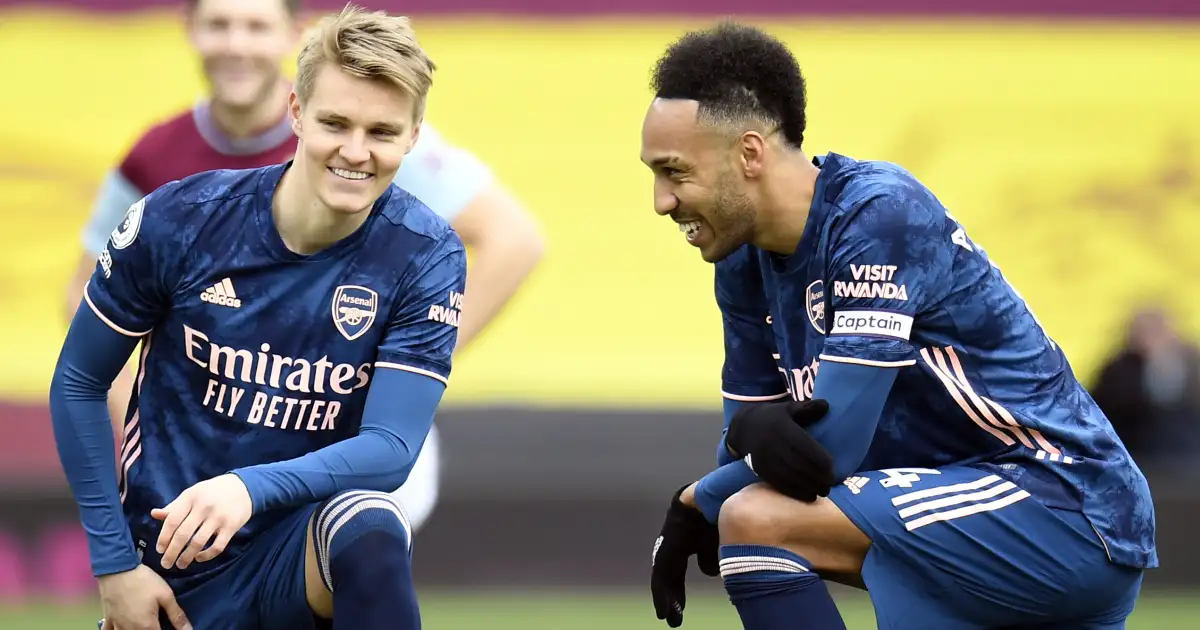 Martin Odegaard and Pierre-Emerick Aubameyang, Arsenal, 2021