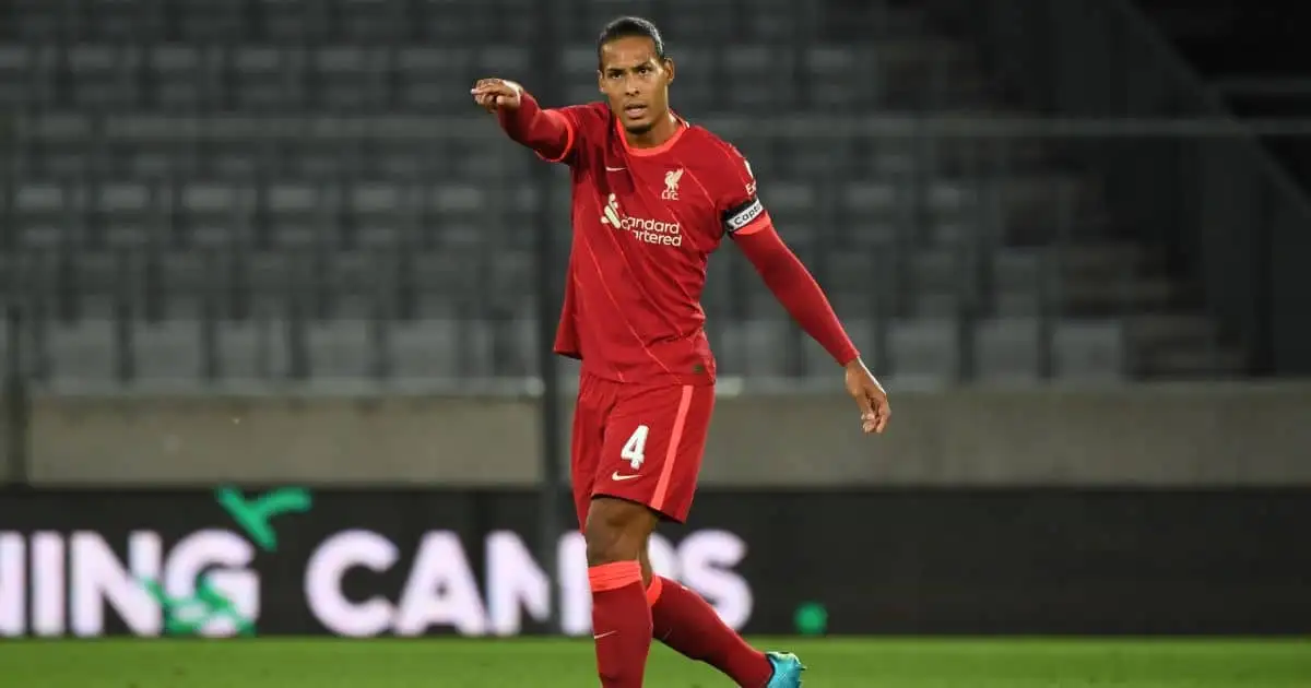 Virgil van Dijk signals to team-mate Hertha Berlin v Liverpool July 2021 TEAMtalk