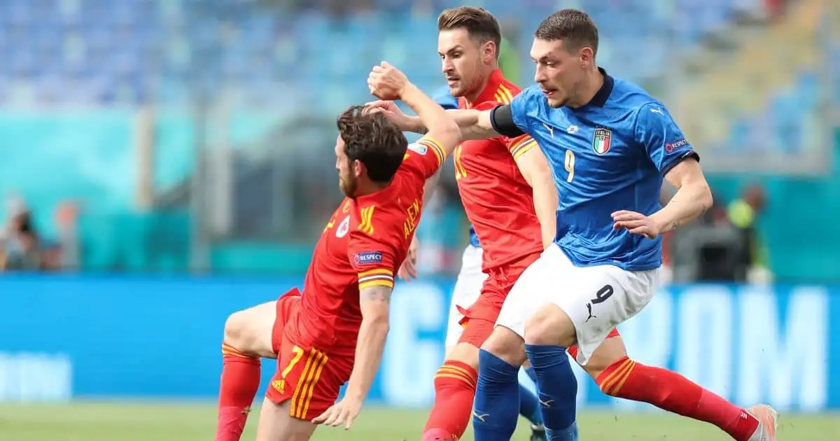 Aaron Ramsey, Andrea Belotti Italy v Wales July 2021