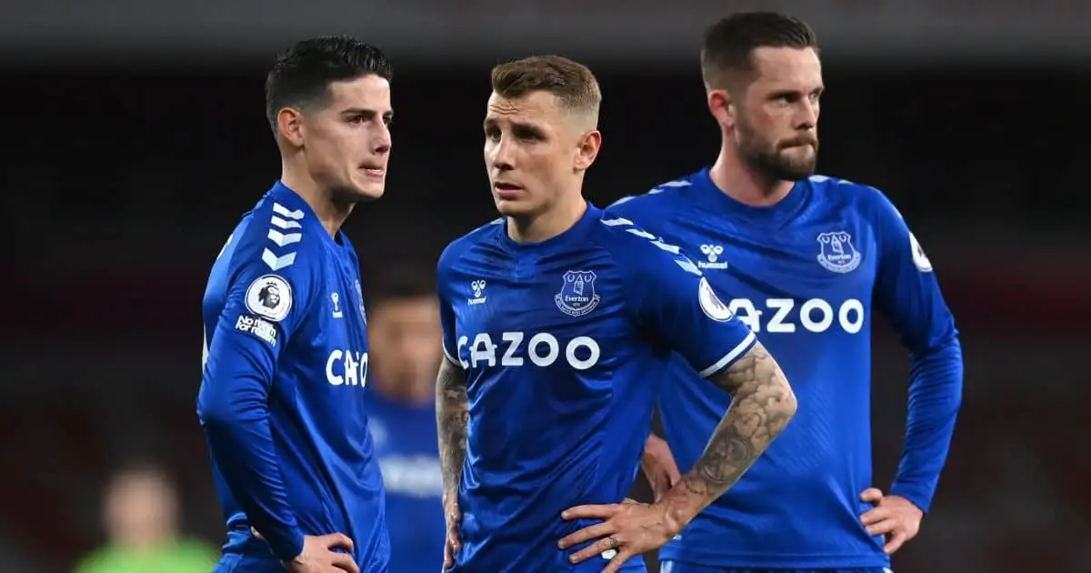 James Rodriguez, Lucas Digne, Gylfi Sigurdsson discuss for Everton