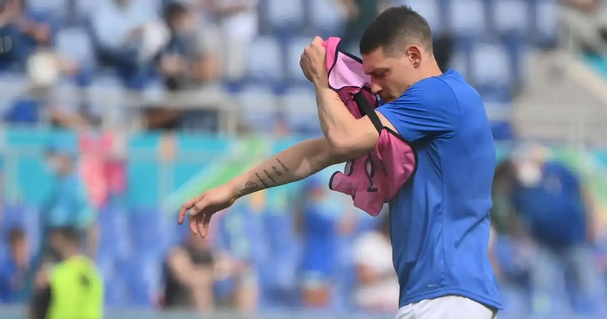 Italy's Andrea Belotti reacts