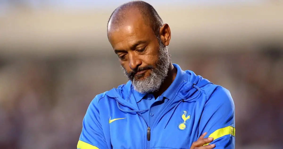 Tottenham boss Nuno Espirito Santo looking miserable in 2021