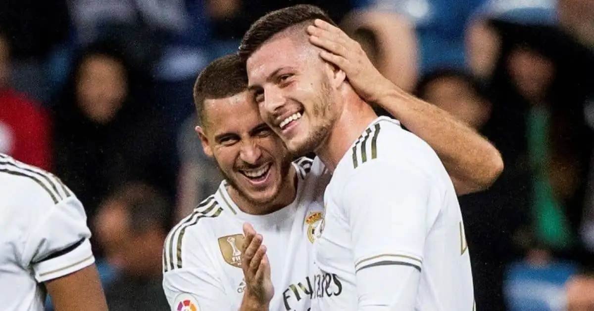 Luka Jovic, Eden Hazard after scoring the fifth goal during the Spanish LaLiga match between Real Madrid CF and CD Leganes, Bernabeu, TEAMtalk