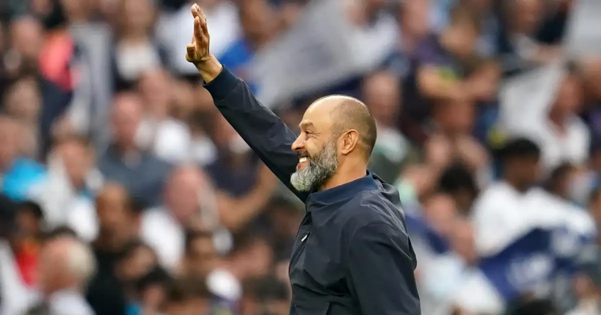 Tottenham boss Nuno Espirito Santo smiling and waving 2021