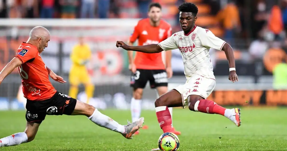Aurelien Tchouameni of Monaco v Lorient