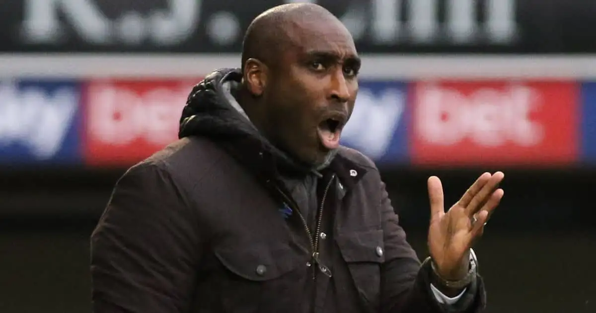 Sol Campbell manager of Southend United during the Sky Bet League 1 match between Southend United and Tranmere Rovers at Roots Hall, Southend