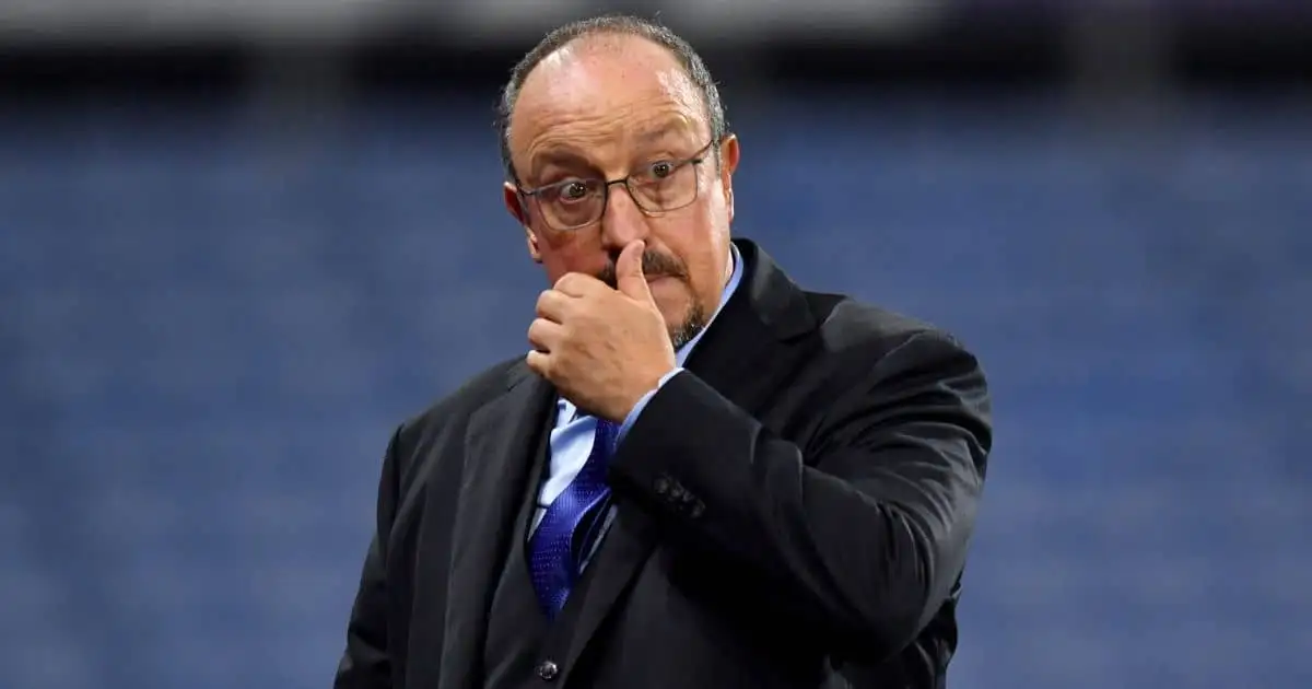 Rafael Benitez watches on during Everton's Carabao Cup 2nd round win at Huddersfield