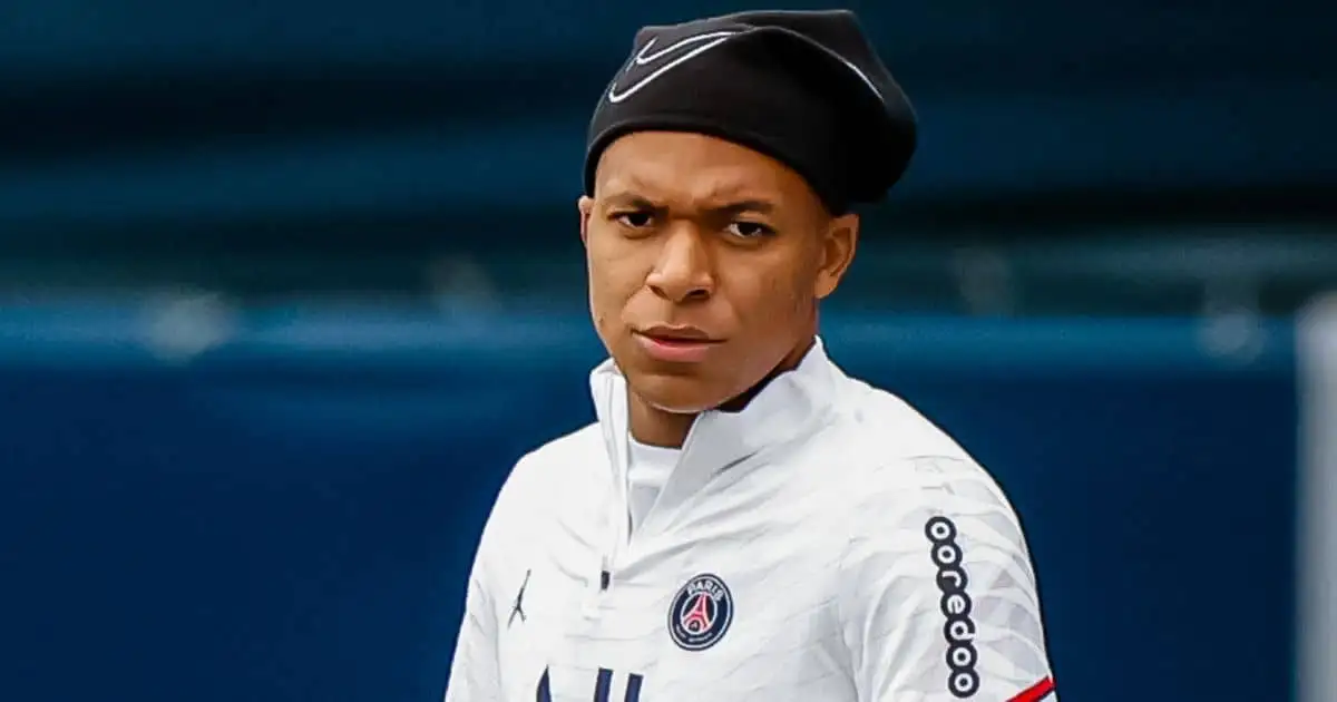 Paris Saint-Germain forward Kylian Mbappe attends a training session at the Camp des Loges sports complex near Paris, France