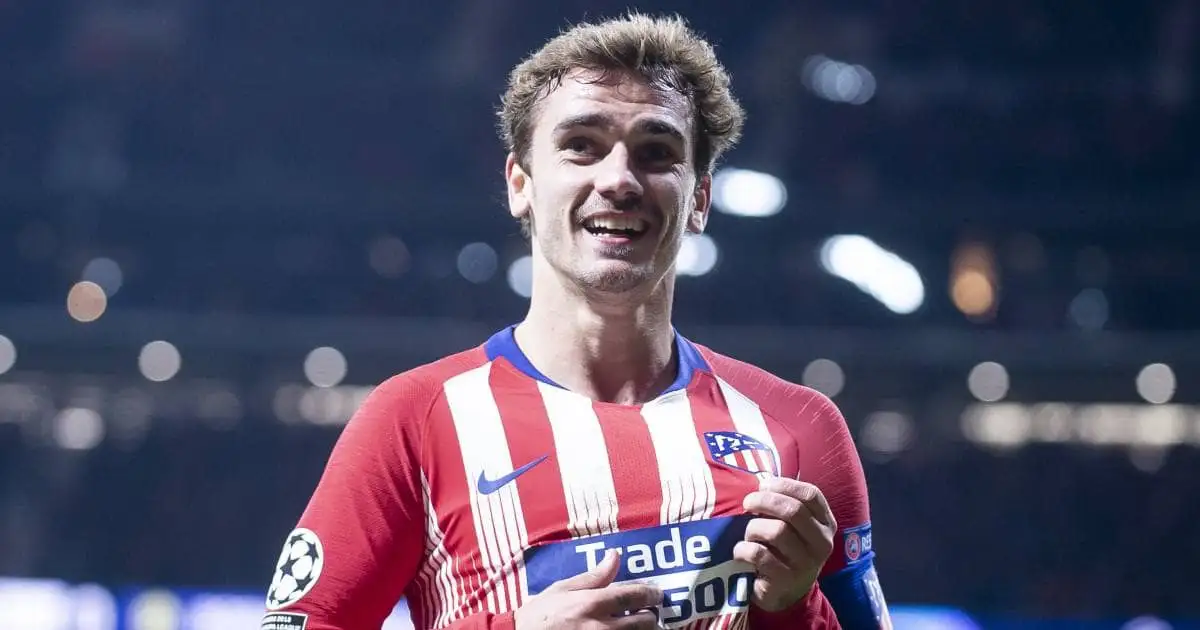 Antoine Griezmann celebrates goal for Atletico Madrid in Champions League