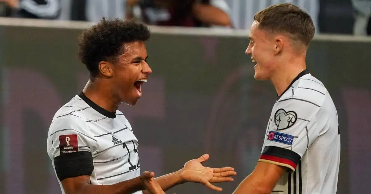 Karim Adeyemi and Florian Wirtz celebrate Germany goal