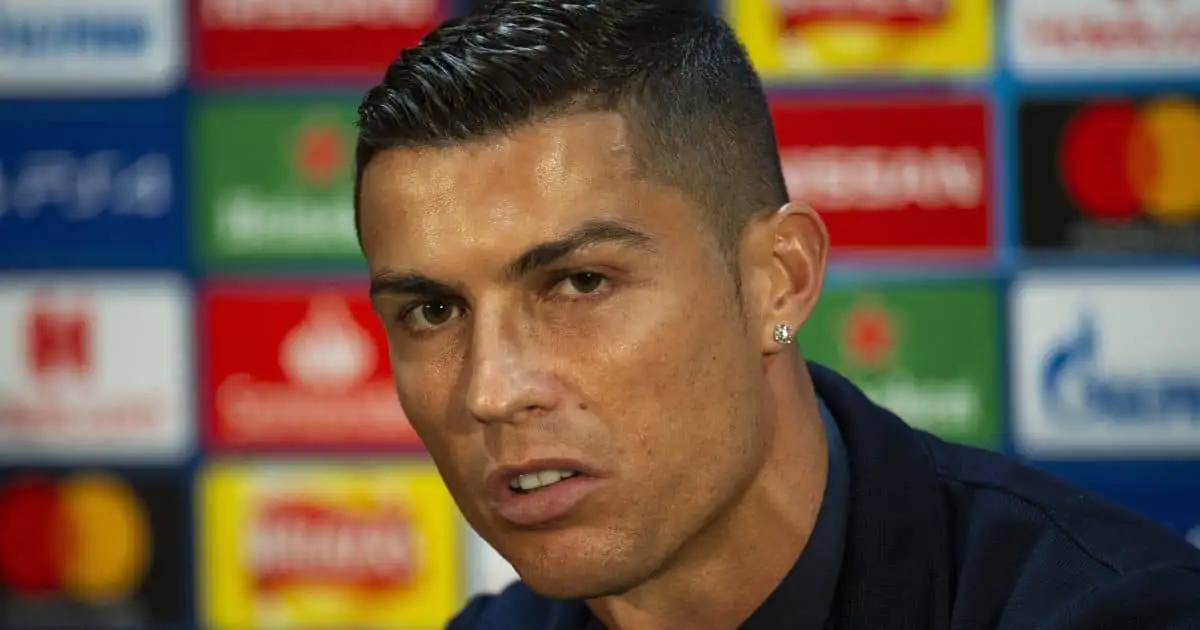 Juventus' Cristiano Ronaldo attends a press conference in Manchester, Britain, 22 October 2018. Juventus FC will face Manchester United in their UEFA Champions League group H